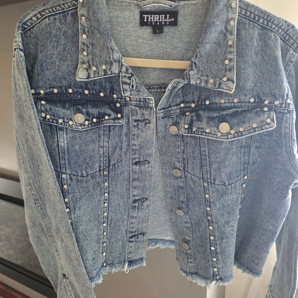 Thrill Studded Light Blue Denim Jacket